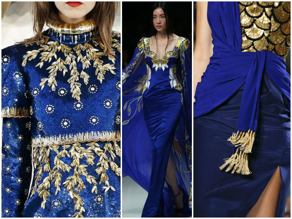 Платье синее с золотом